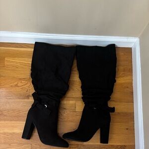 JustFab Black Heeled Boots